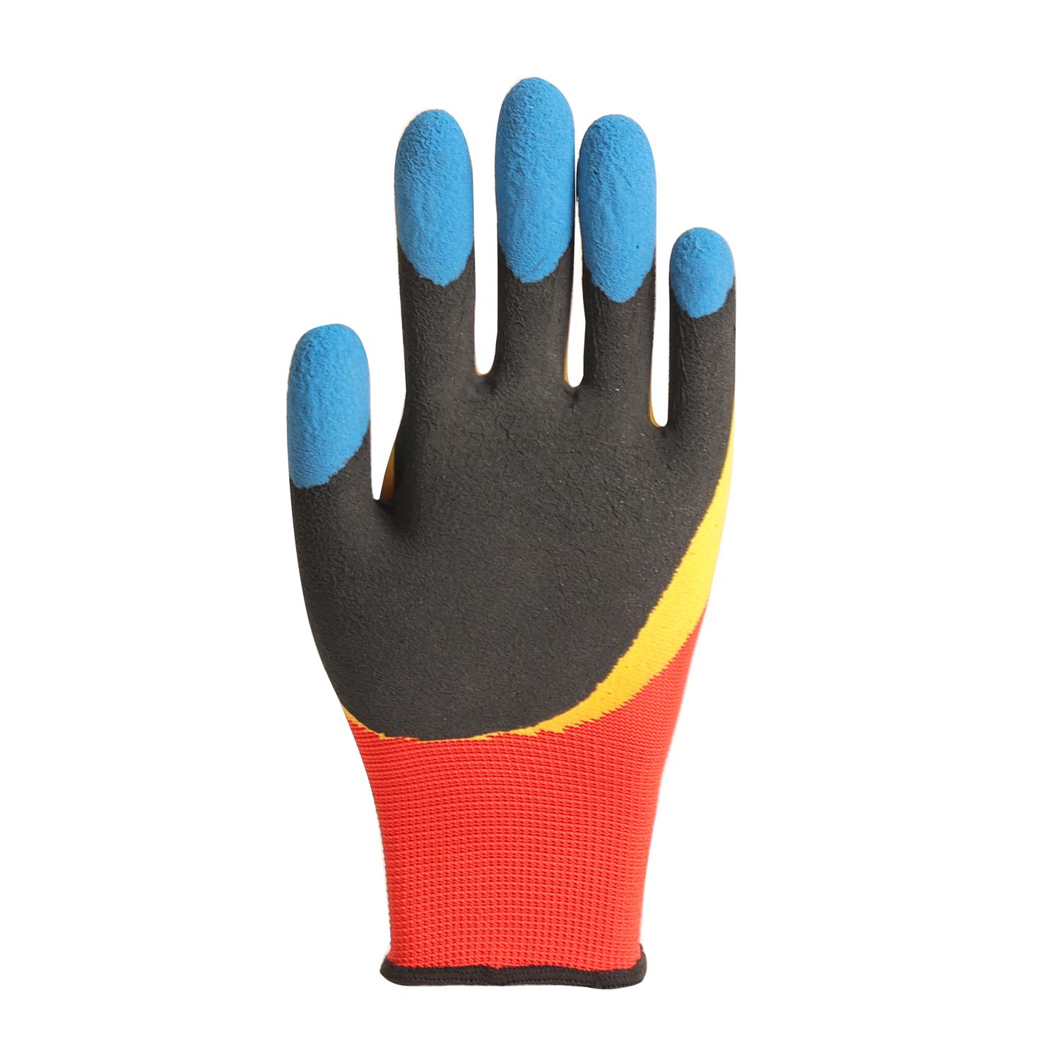 13G Nylon Polyester Three Times Latex Coated Foam Palm Safety Working Gloves